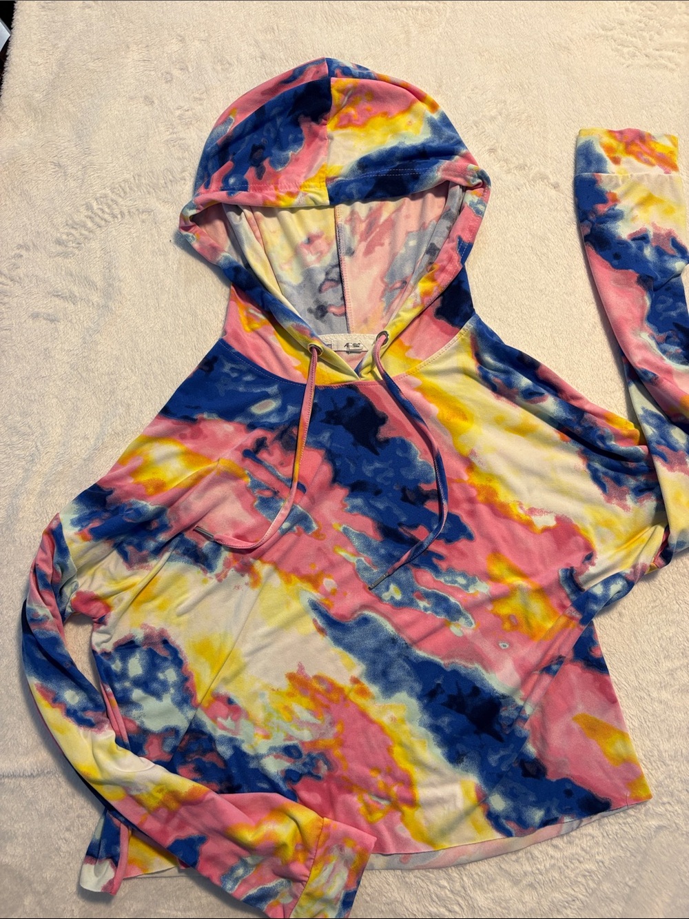 Tie-Dye cropped Hooded - Pink, Blue & Yellow